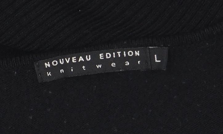 Nouveau Edition Women's Black V-Neck Slim Knit Jumper Size L