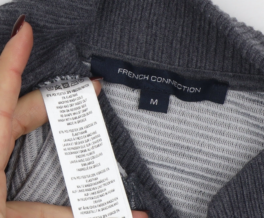 French Connection Women's Grey Mock Neck Short Sleeve Pullover Jumper M