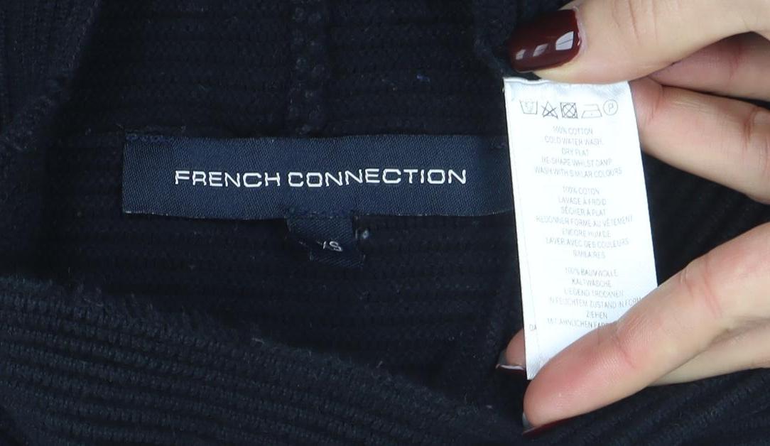French Connection Women's Black Knit Mock Neck Tunic Top Size S