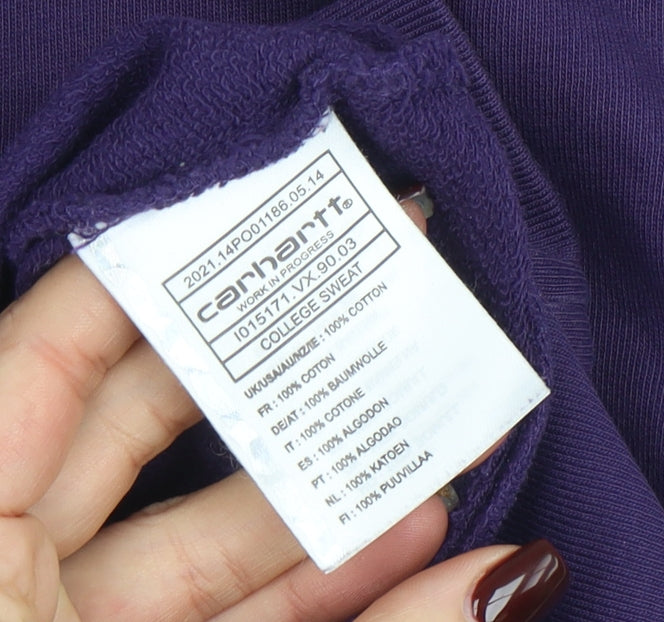 Carhartt Men's Purple Cotton Logo Pullover Sweatshirt M