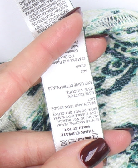 Marks & Spencer Womens Green Print Wrap Belted Dress Size 12