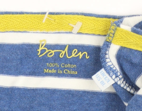 Boden Women Blue Striped 3/4 Sleeve Cotton T-Shirt Dress Size 12