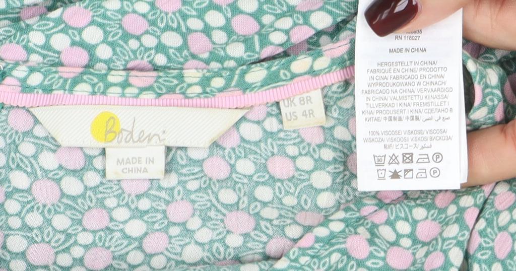 Boden Women Green Floral A-Line Midi Dress Size 8 Viscose 3/4 Sleeve