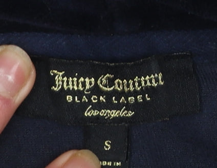 Juicy Couture Black Label Women's Navy Velour Full Zip Hoodie Size S