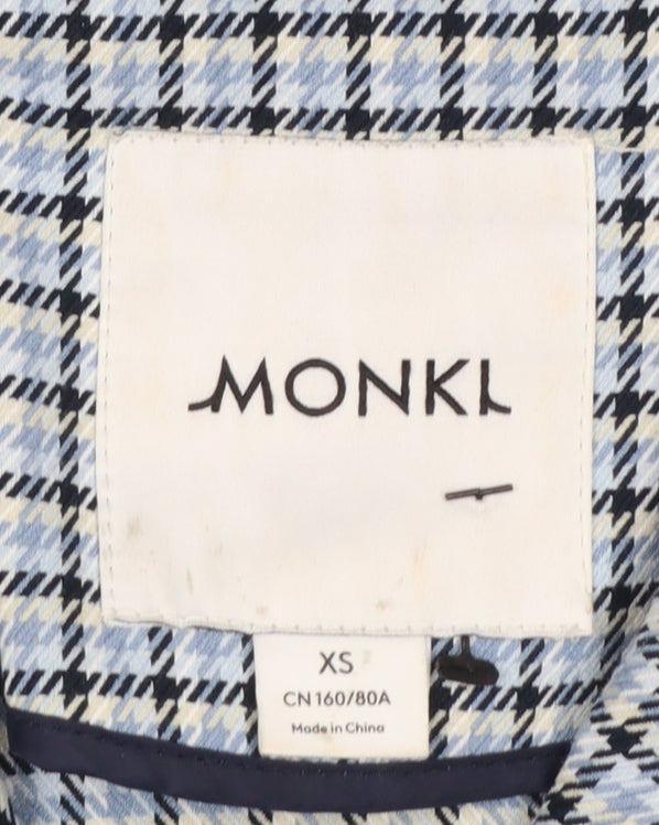 Monki Womens Blue Check Double-Breasted Blazer XS
