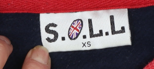 S.O.L.L. Womens Navy London England Hoodie XS Pullover Fleece