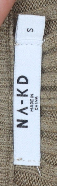 NA-KD Women’s Beige Ribbed Knit High Rise Leggings Size S