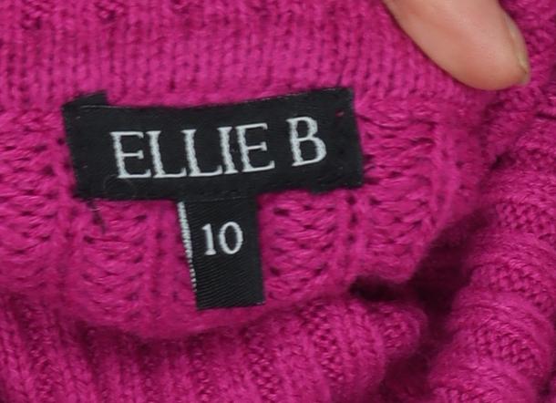 Ellie B Womens Pink Cable Knit Roll Neck Jumper Size 10