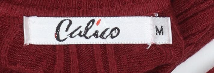 Calico Women's Red Cable Knit Mock Neck Long Sleeve Pullover Jumper M