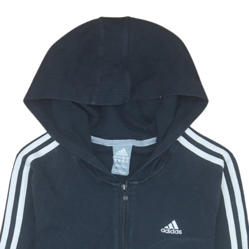 Adidas Women Black Full Zip Hoodie Size 10 Performance Essentials