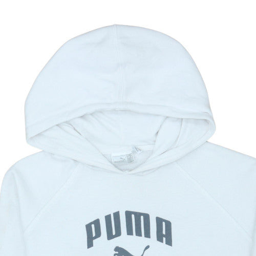 Puma Women White Hoodie Pullover Sweatshirt Size M Cotton Blend