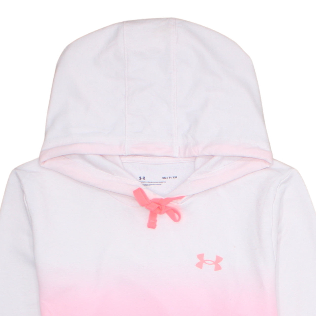 Under Armour Womens White Pink Ombre Pullover Hoodie Size Small Loose Fit