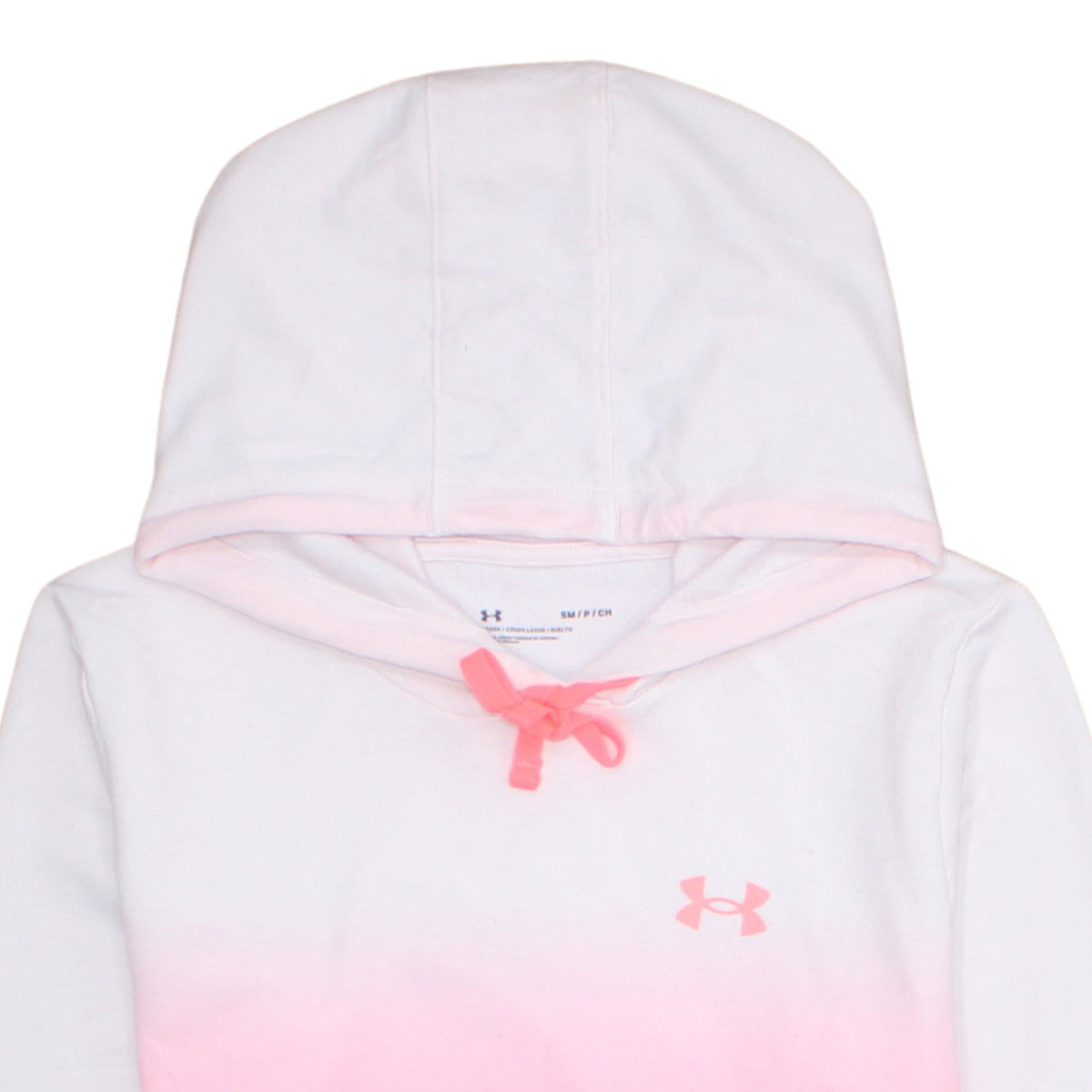 Under Armour Womens White Pink Ombre Pullover Hoodie Size Small Loose Fit