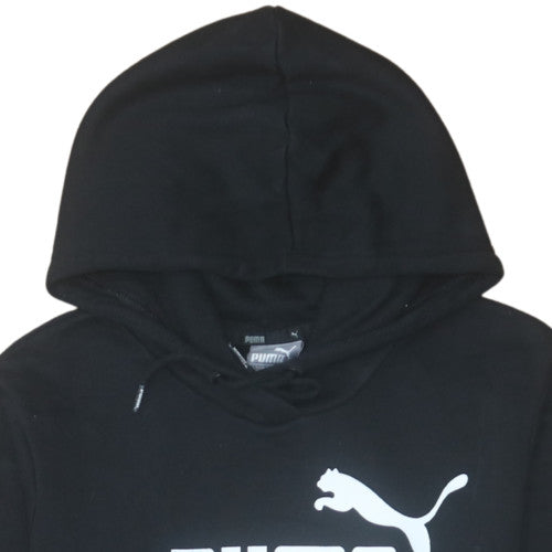 Puma Women Black Pullover Hoodie Size 12 Logo Print Casual