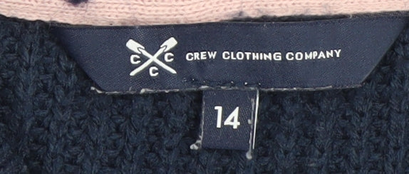 Crew Clothing Company Women’s Navy Blue Cable-Knit Half Zip Jumper Size 14