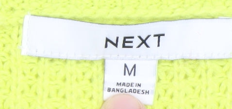 NEXT Women's Yellow V-Neck Chunky Knit Pullover Jumper Size M