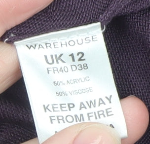 Warehouse Women’s Purple Knit Pullover Jumper UK 12 Relaxed Fit