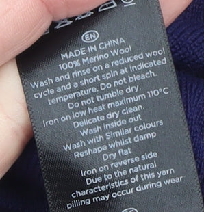 Hobbs Men's Blue Merino Wool Crew Neck Jumper Size Small