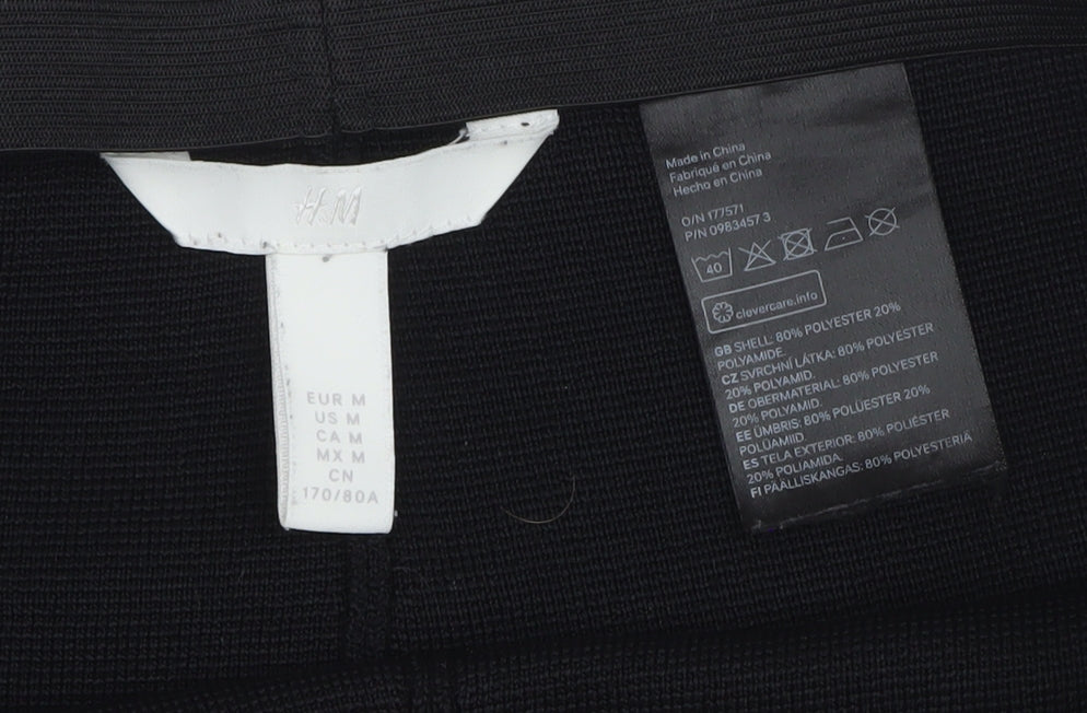 H&M Women Black Biker Activewear Shorts Size 12 Slim Fit