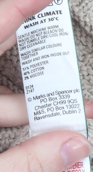 Marks & Spencer Women Beige Knit Cardigan XL Long Sleeve
