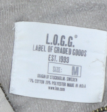 L.O.G.G. Womens Beige Full Zip Velour Jacket Size M