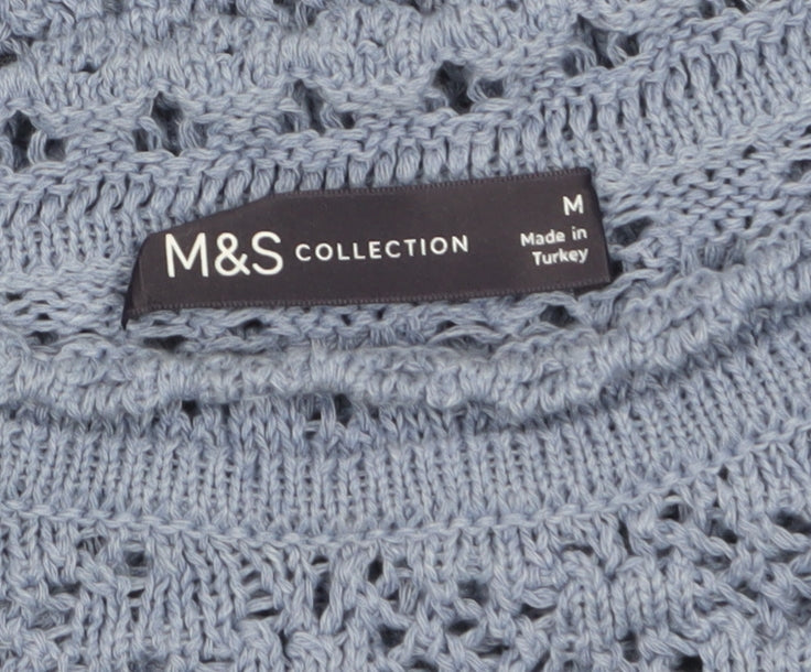 Marks & Spencer Women’s Blue Open-Knit Cotton Jumper M