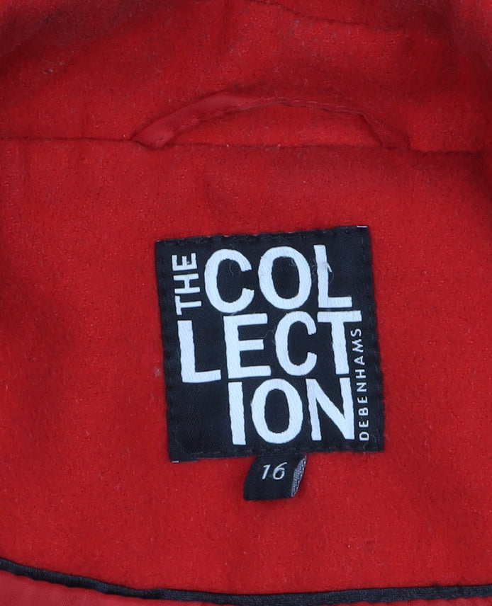Debenhams Women's Red Pea Coat Size 16 Polyester Blend
