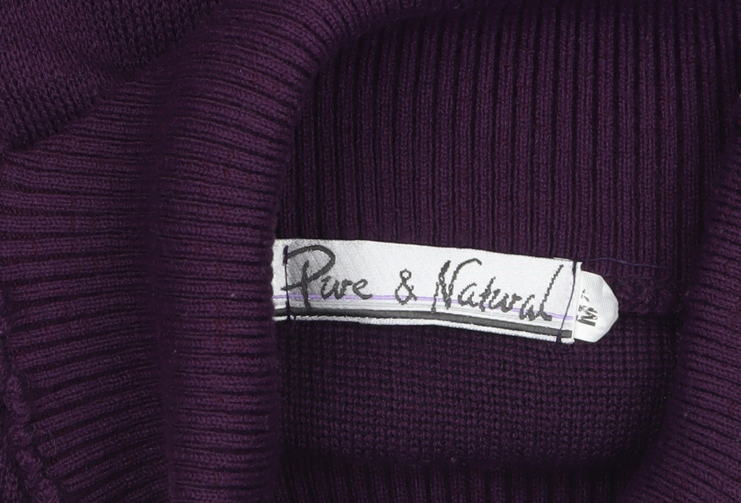 Pure & Natural Womens Purple Roll Neck Knit Jumper Size M