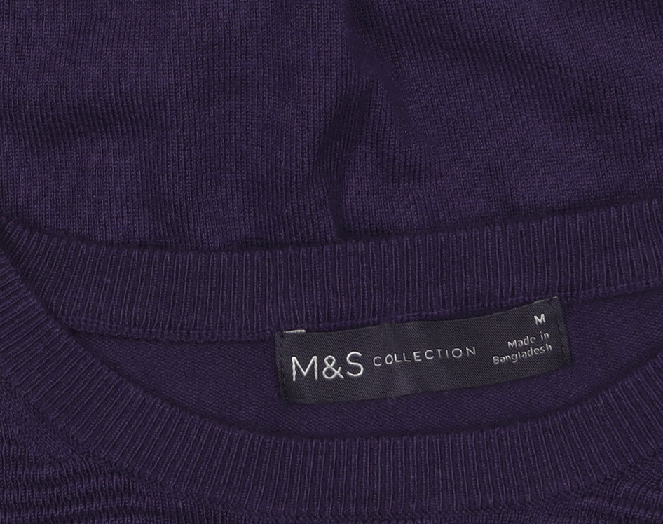Marks & Spencer Women Purple Crew Neck Knit Pullover Jumper M