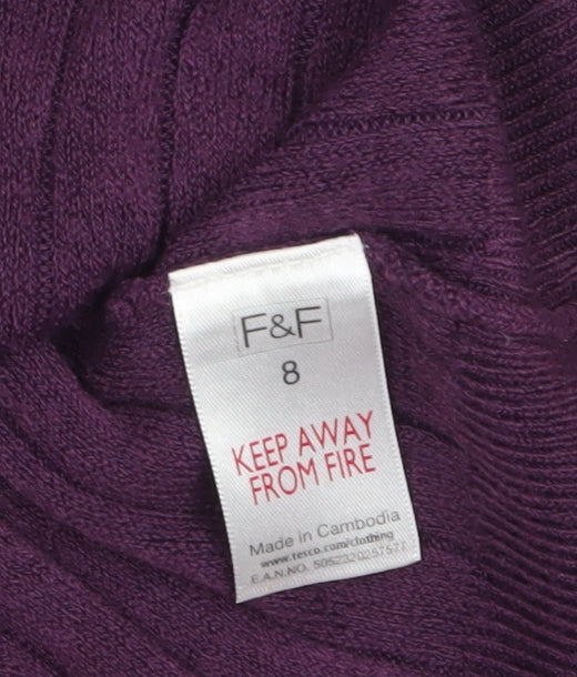 F&F Women’s Purple Knit Fit & Flare Dress Size 8