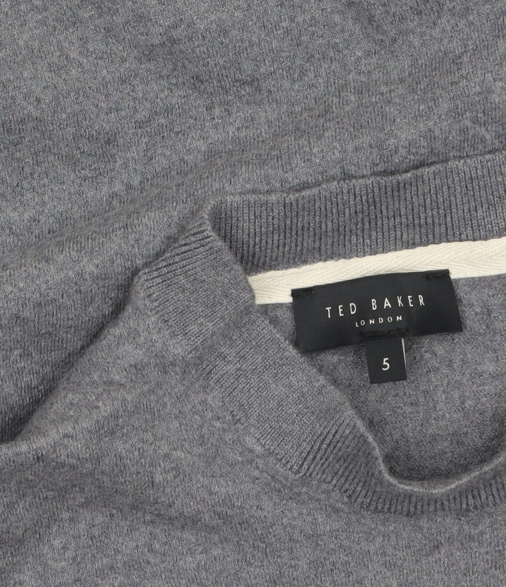 Ted Baker Womens Grey Wool Mock Neck Pullover Jumper Size L