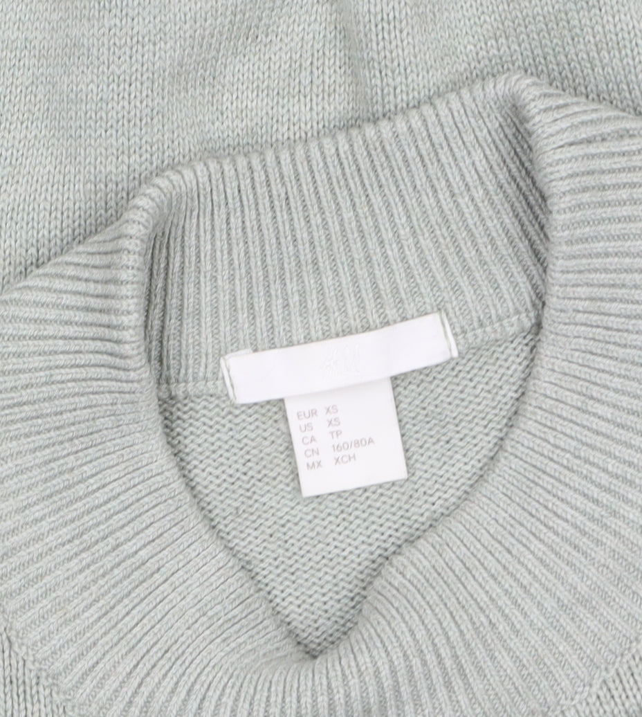 H&M Women’s Green Mock Neck Wool Blend Pullover Jumper XS