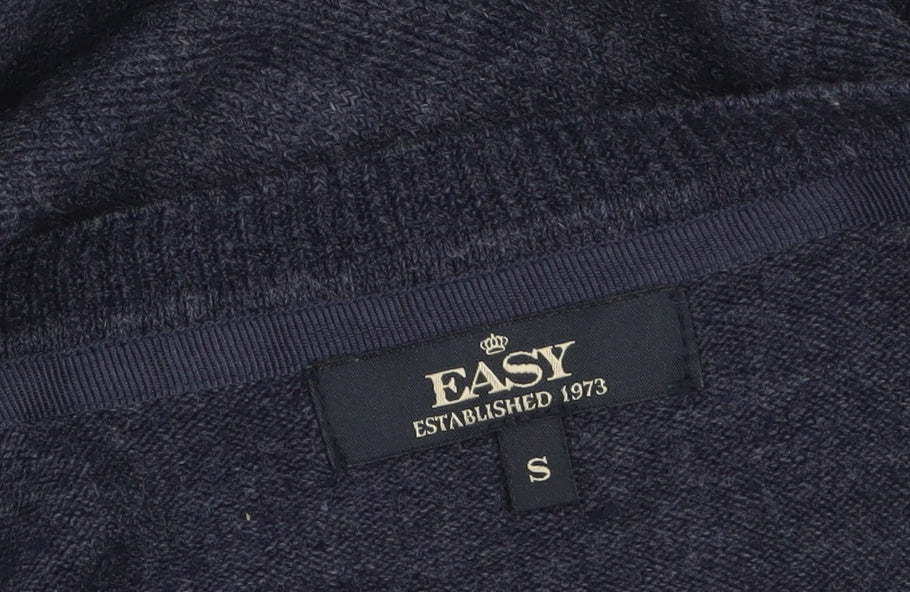 Easy Men's Blue V-Neck Acrylic Pullover Jumper Size S