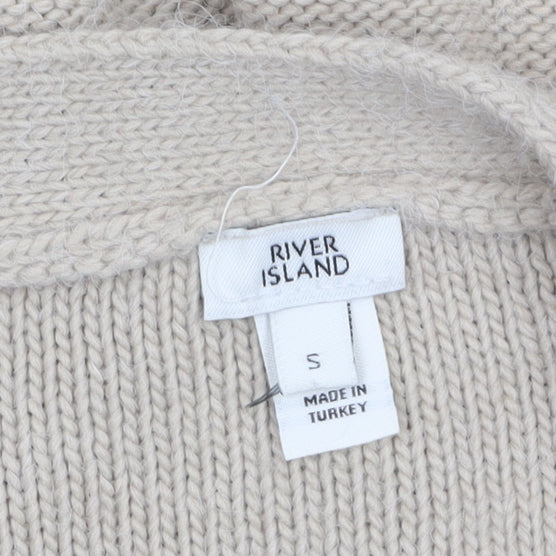 River Island Women’s Beige Cable-Knit Cardigan Size S Relaxed Fit