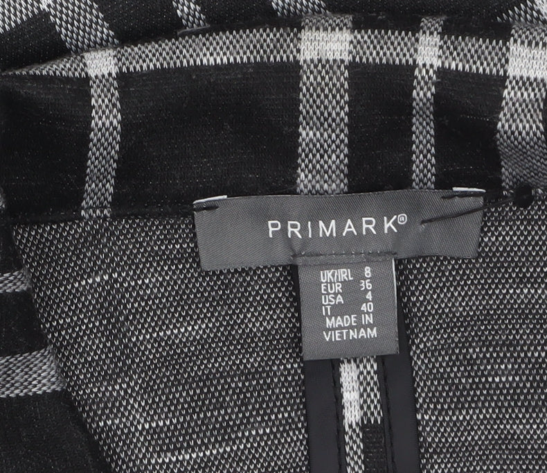 Primark Women's Black Check Single-Breasted Blazer Size 8