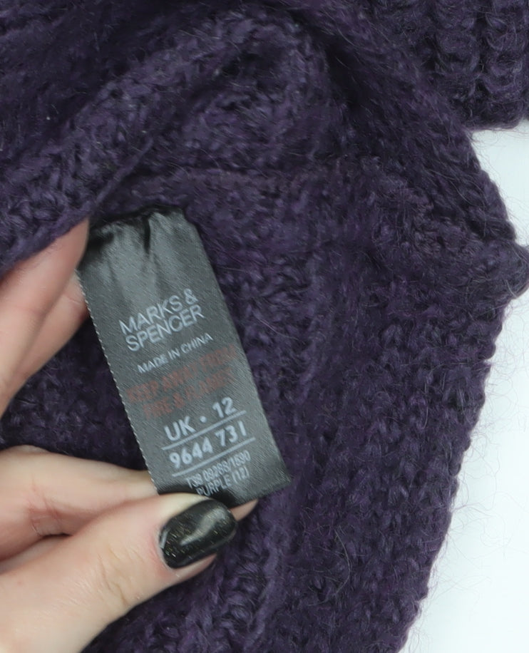 Marks & Spencer Womens Purple Roll Neck Chunky Knit Jumper Size 12