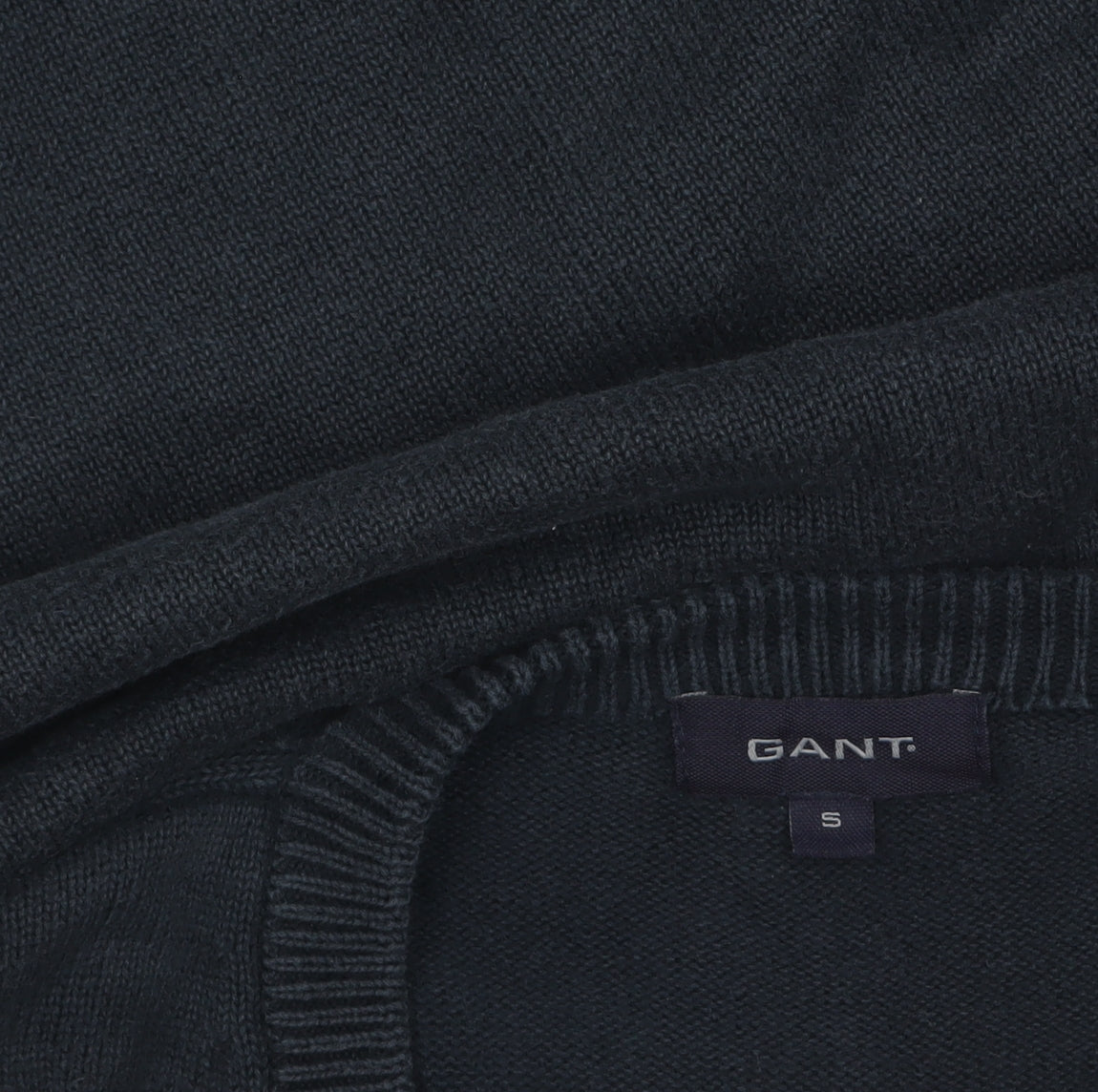 GANT Men's Black Cotton V-Neck Pullover Jumper Size S