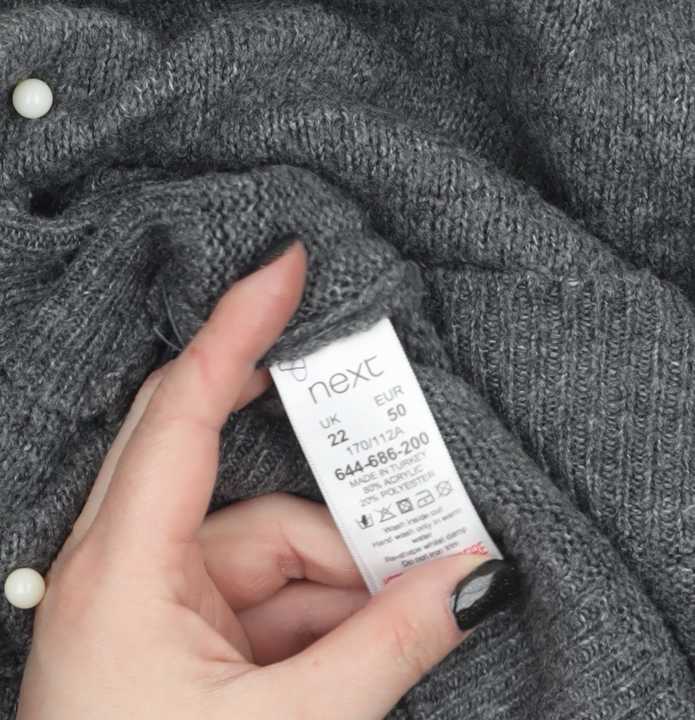 Next Women Grey Beaded Boat Neck Jumper Size 22