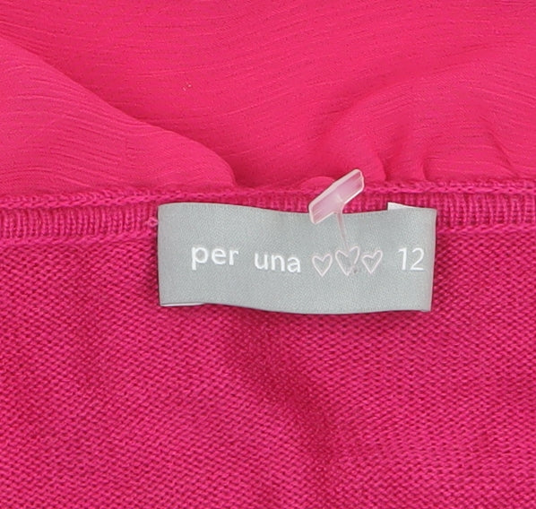 Marks & Spencer Per Una Women's Pink Ruffle Cardigan Size 12