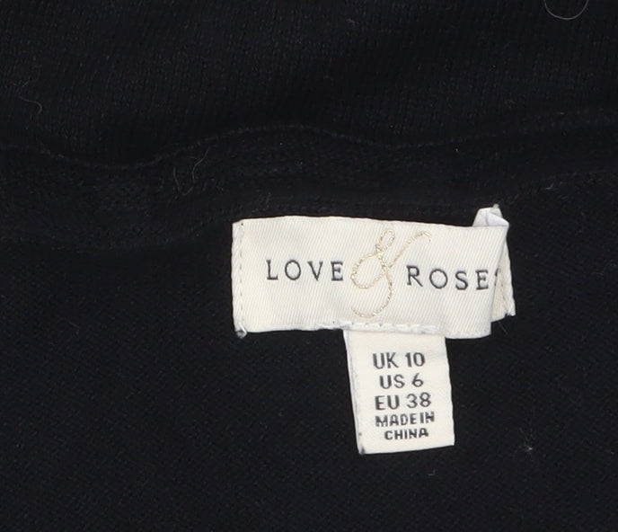 Love & Rose Women’s Black Puff Sleeve Cotton Knit Jumper Size 10