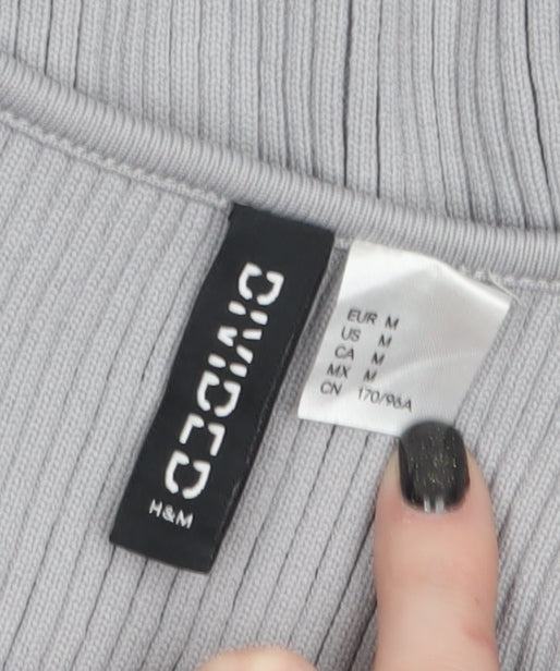 H&M Divided Women’s Grey Wrap Ribbed Knit Jumper Size 12