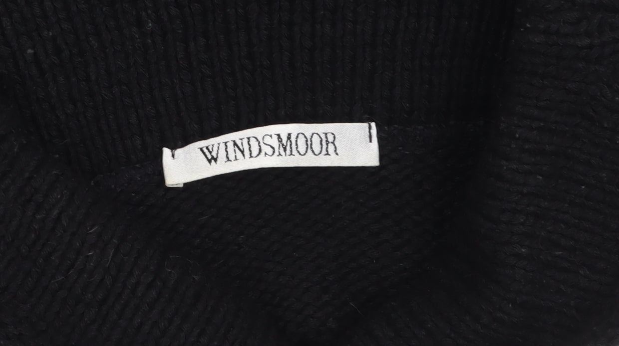 Windsmoor Women's Black Roll Neck Cable Knit Jumper Size S