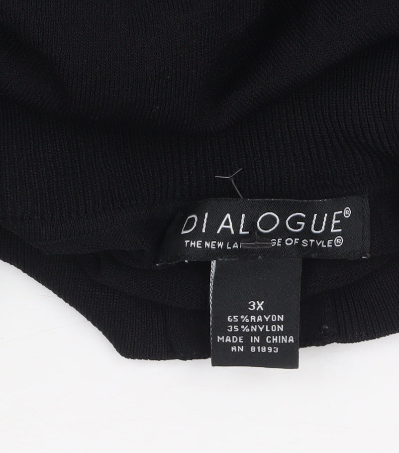 Dialogue Women Black 3XL Full Zip Cardigan in Rayon Blend