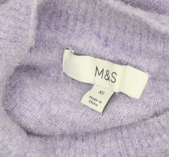 Marks & Spencer Women’s Purple Mock Neck Wool Blend Jumper XS
