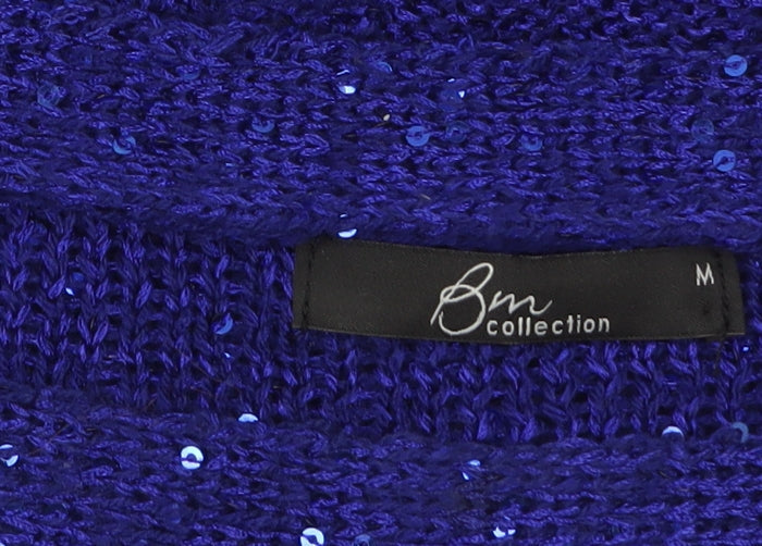 Bonmarché Women's Blue Sequin Knit Pullover Jumper M