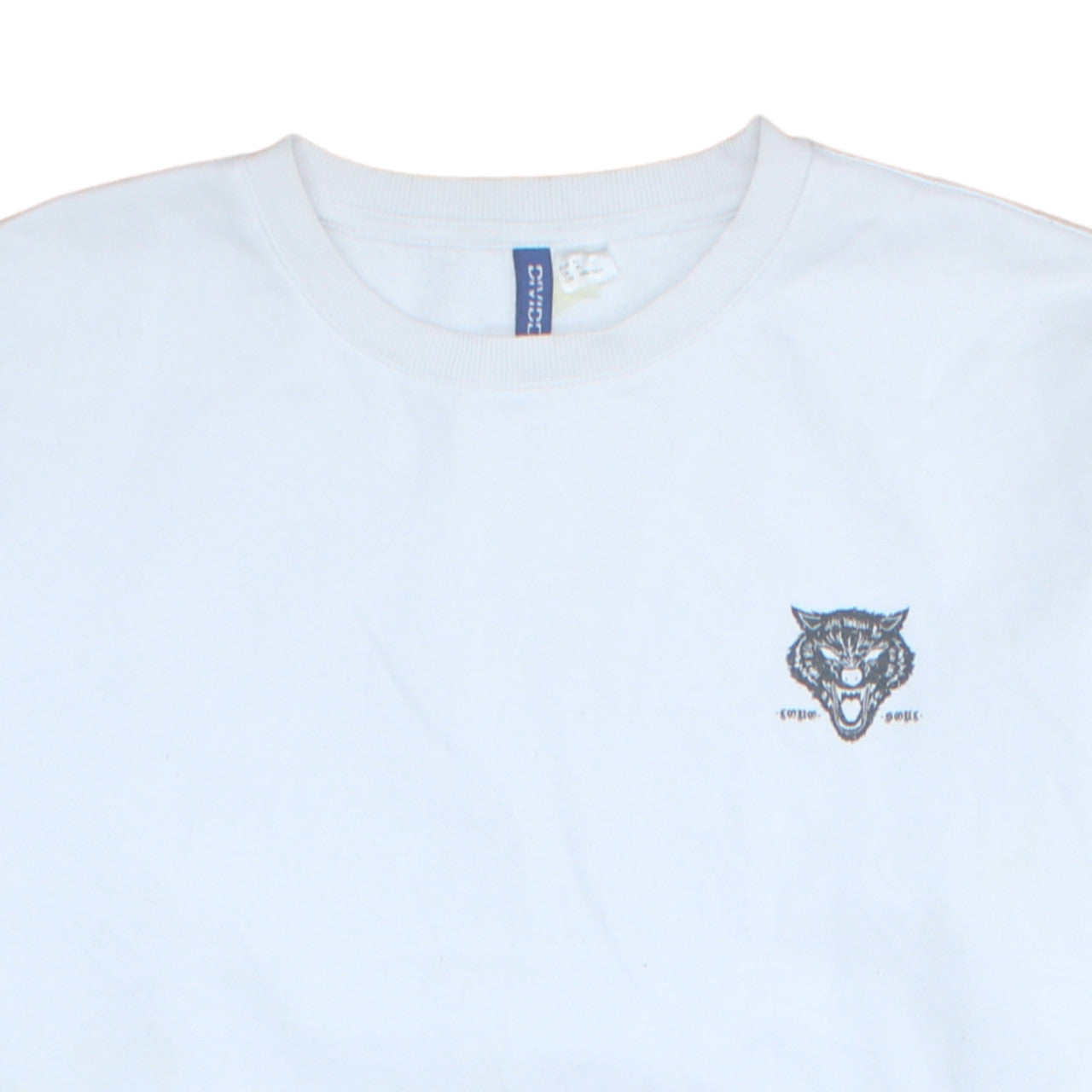 H&M Divided Men's White Wolf Graphic Pullover Sweatshirt XL