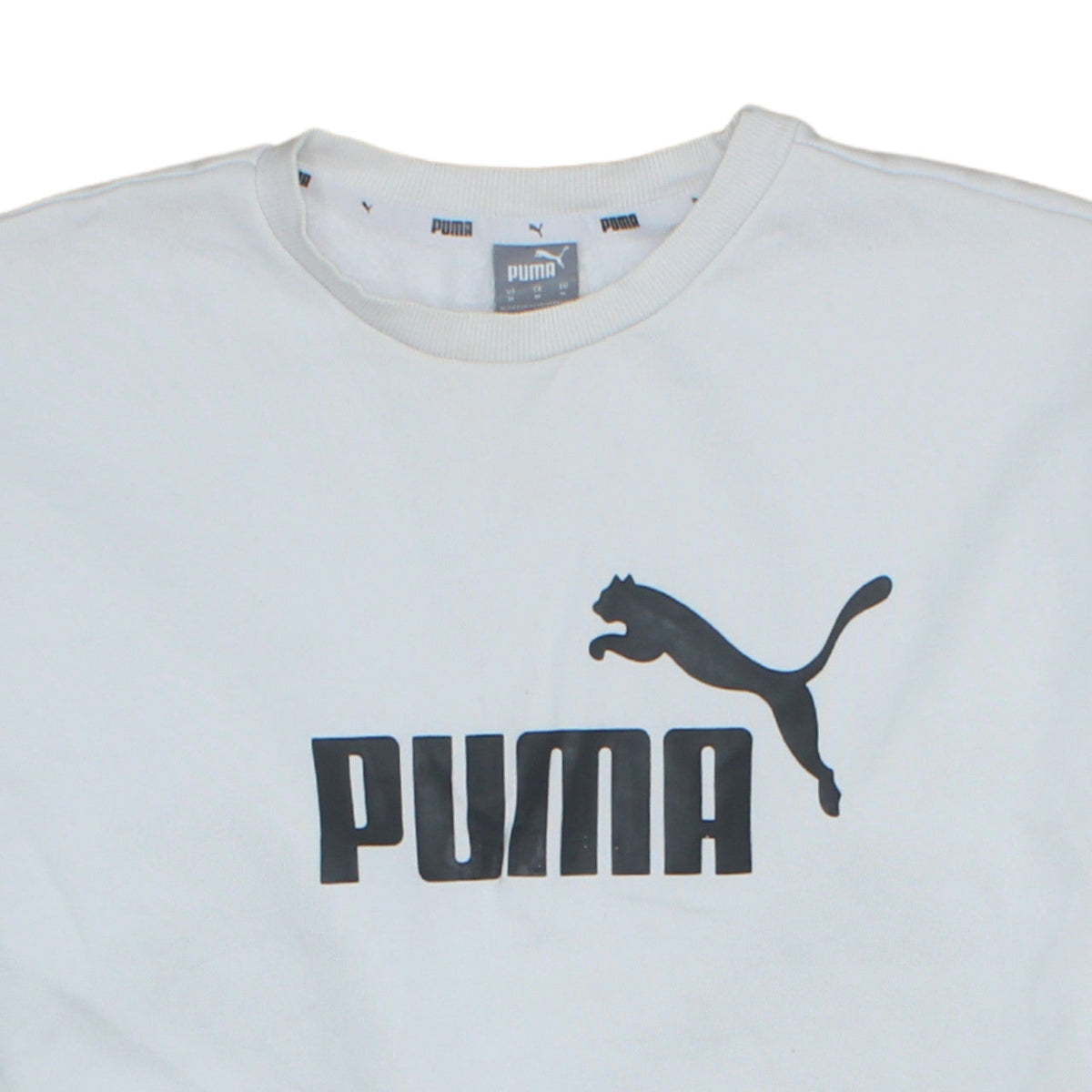 Puma Men's White Logo Pullover Sweatshirt Size M Crew Neck