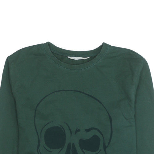 H&M Boys Green Skull Graphic Pullover Sweatshirt 16 Years