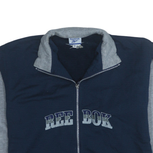 Reebok Mens Blue Grey Full Zip Sweatshirt M Logo Sportswear