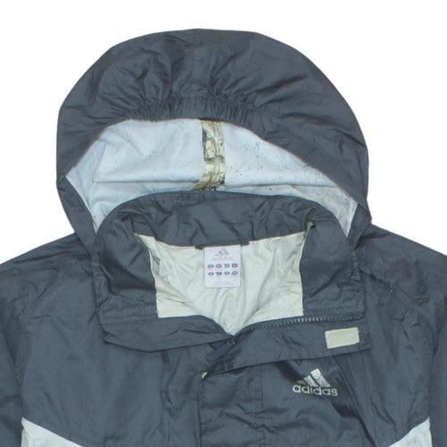 Adidas Mens Grey L Windbreaker Hooded Full Zip Jacket